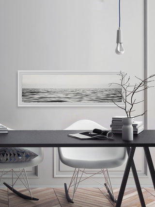 "B&W Sea" Framed Painting Print, 30x10