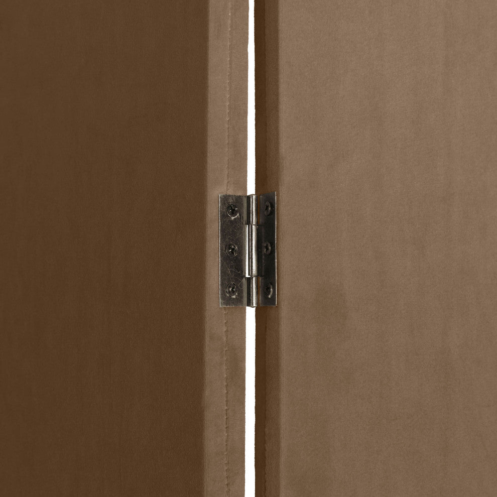6 ft. Modern Arch Velvet Room Divider Brown 3 Panel
