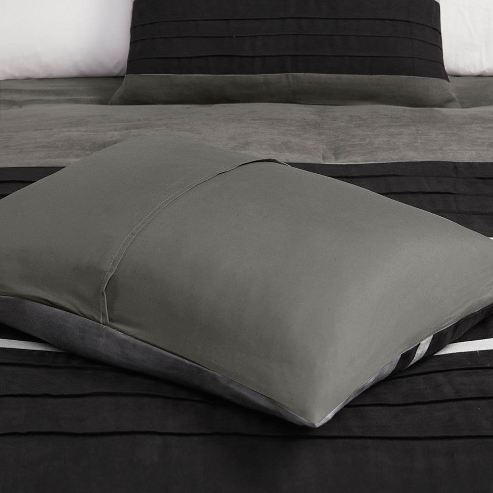 Madison Park Palmer Vera Microsuede 7-Piece Comforter Set, Black