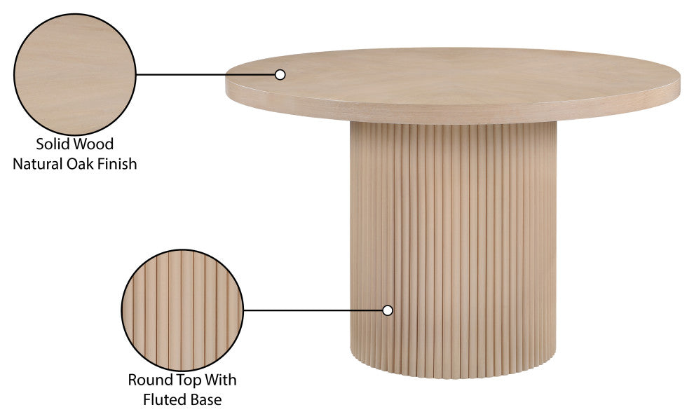 Belinda Beech Wood Dining Table, Natural, 48" W x 48" D x 31" H
