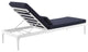 White Navy Perspective Cushion Outdoor Patio Chaise Lounge Chair