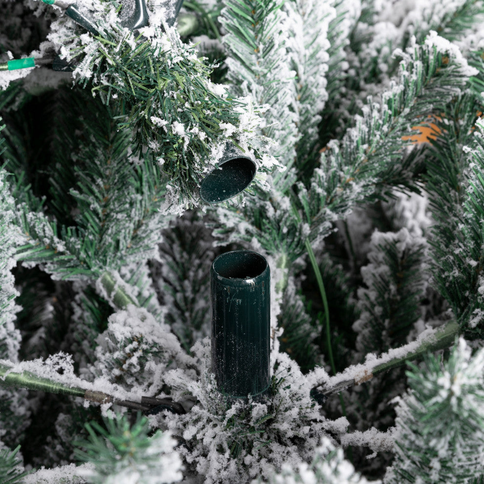 7.5' Pre-Lit Snow Flocked Fir Christmas Tree With Lights