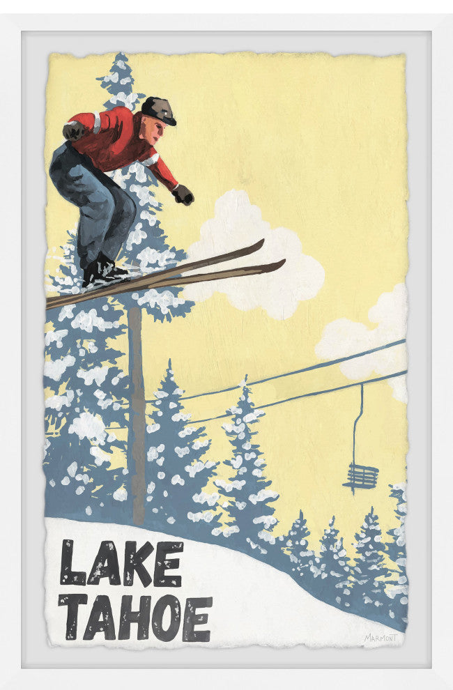 "Ski Jump at Lake Tahoe" Framed Painting Print, 8x12