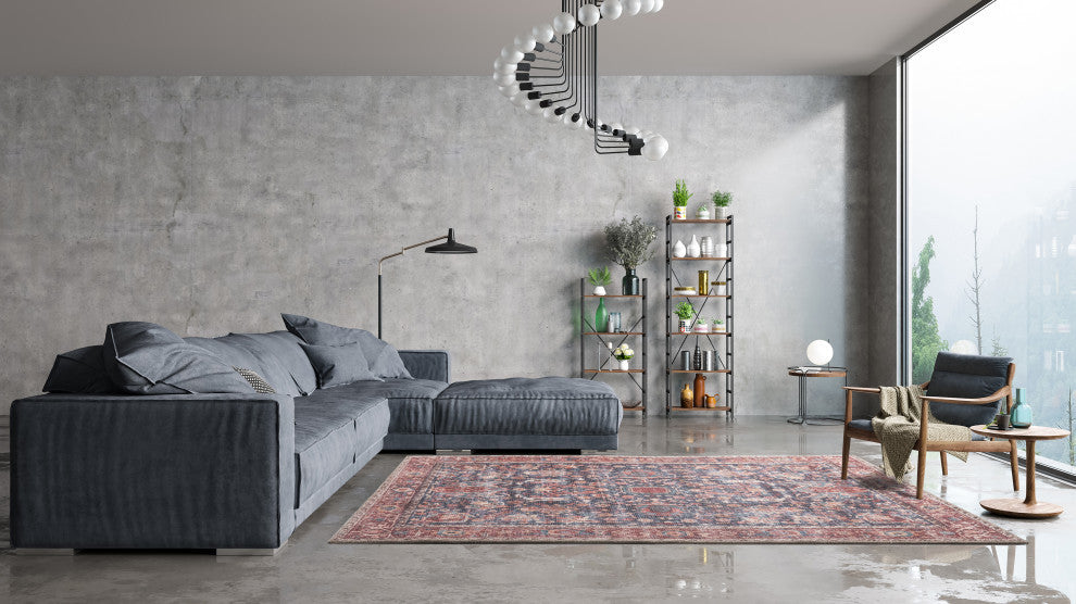Vera Collection Multi 8'6" x 11'6" Rectangle Residential Indoor Area Rug