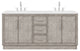 Hugo 72 Double Sink White Marble Vanity, Gray Oak With Gooseneck Faucets