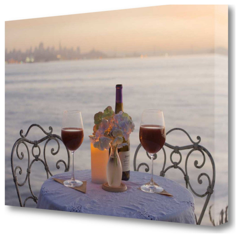 Sunset Wine Night For Two City 4 Giclee Wrap Canvas Wall Art