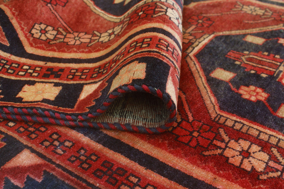 Fine Vintage Distressed Camryn Burgundy/Navy Runner, 3'5x9'3