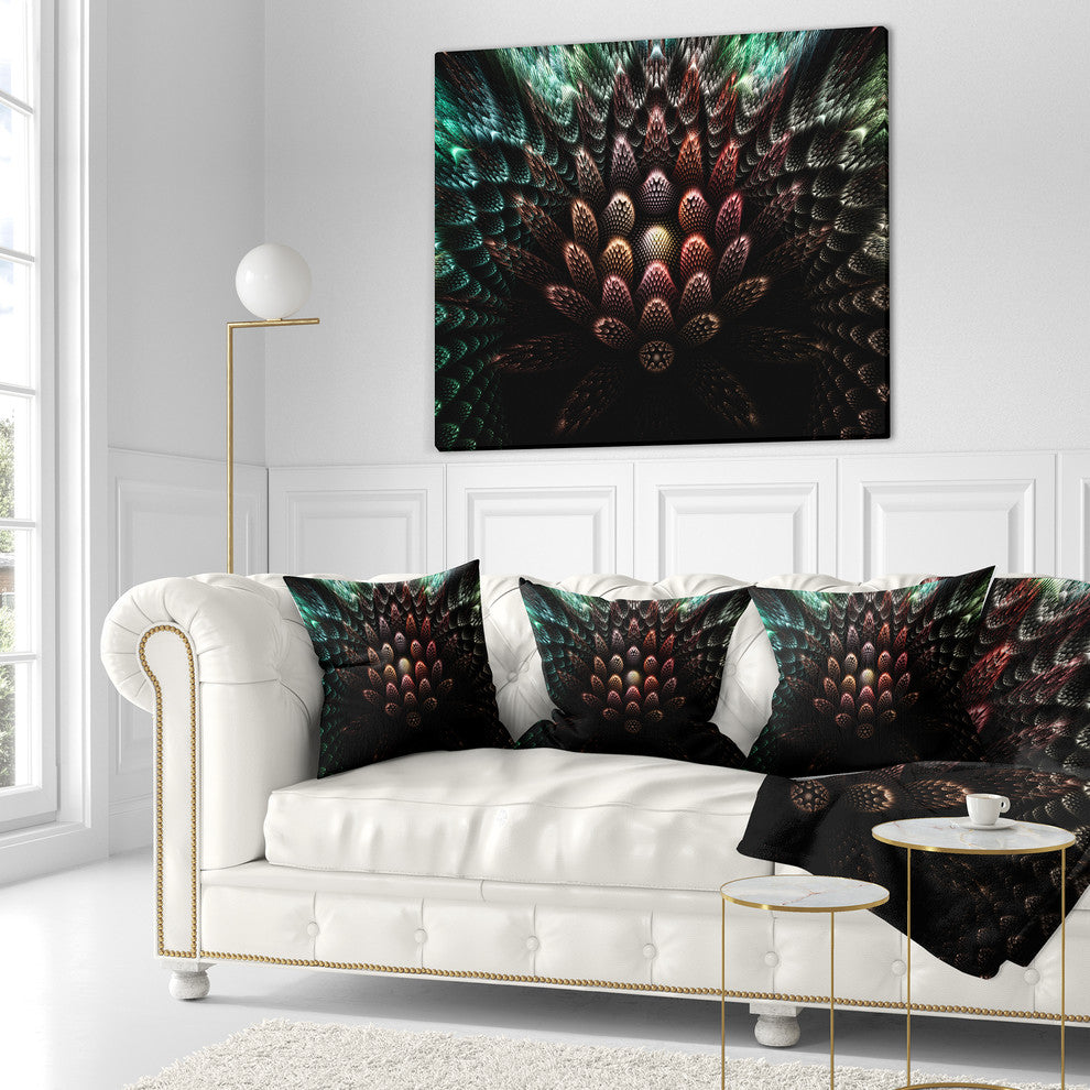 Fractal 3D Flower Fantasy Contemporary Throw Pillow, 18"x18"