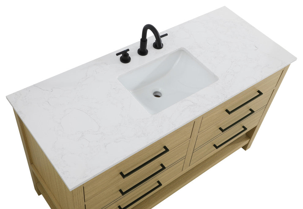 Home Living 54" Single Bathroom Vanity, Honey Brown