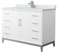 Amici 48" White Single Vanity, White Carrara Marble Top, Brushed Nickel Trim