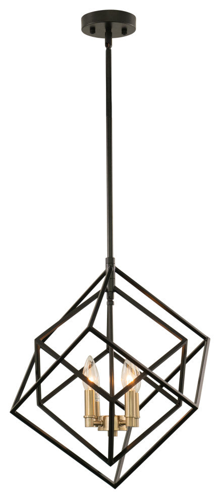 Rad 17.5" 4 Light Pendant Black and Natural Brass