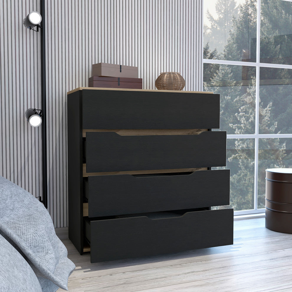 California Style 4-Drawer Dresser, Black