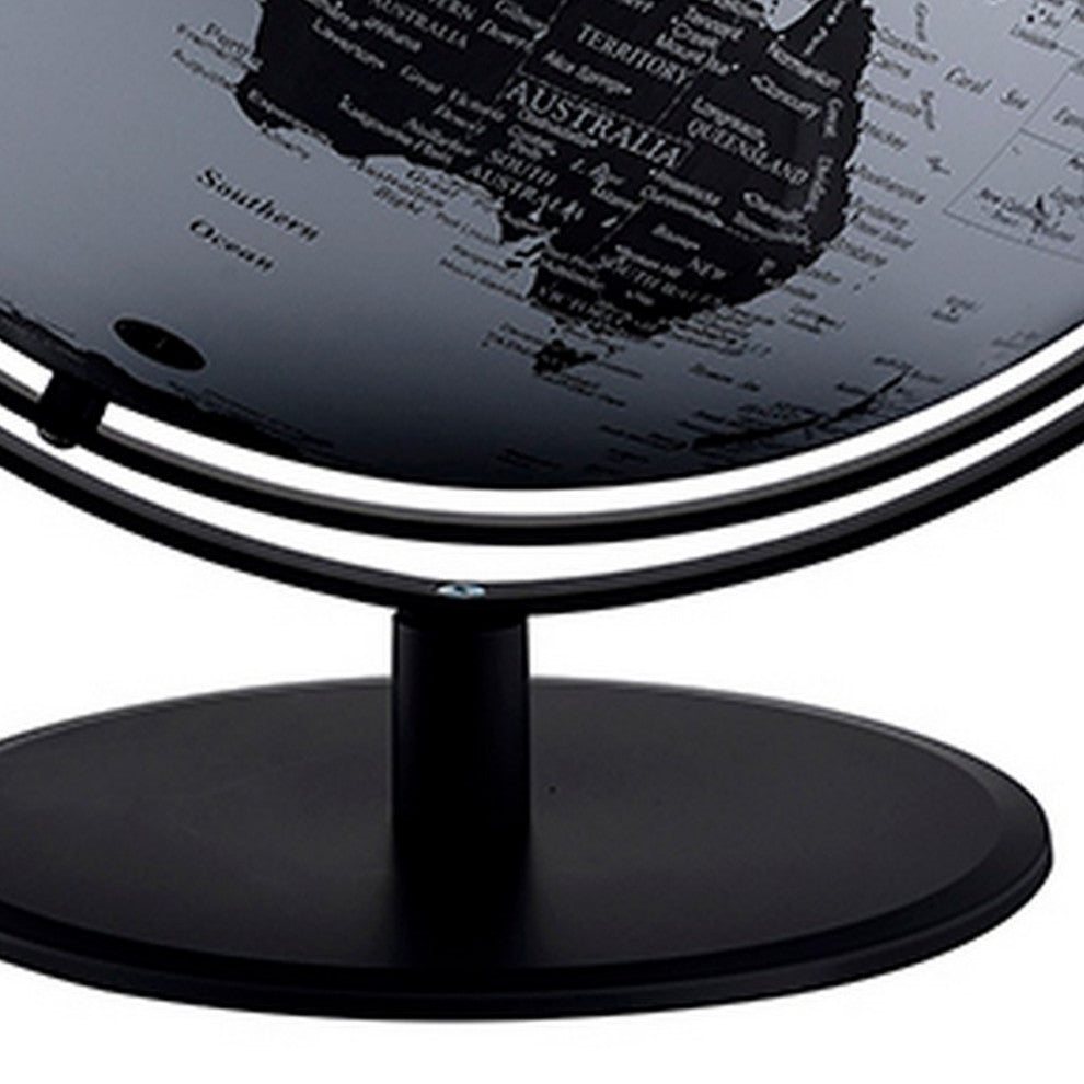Benzara BM240408 Globe Accent Decor With Inbuilt LED, Black and Gray