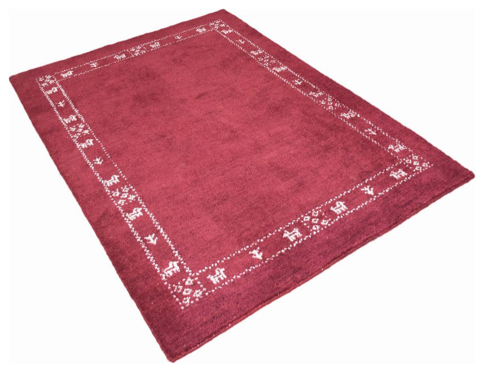 HAND KNOTTED LOOM SILK ECO-FRIENDLY AREA RUGS -8'x10',Rectangle,Red,Contemporary