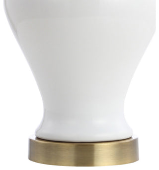 Qin 22" Ceramic/Iron Classic Cottage LED Table Lamp, White by JONATHAN  Y