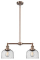 Large Bell 2-Light Chandelier, Antique Copper, Glass: Seedy