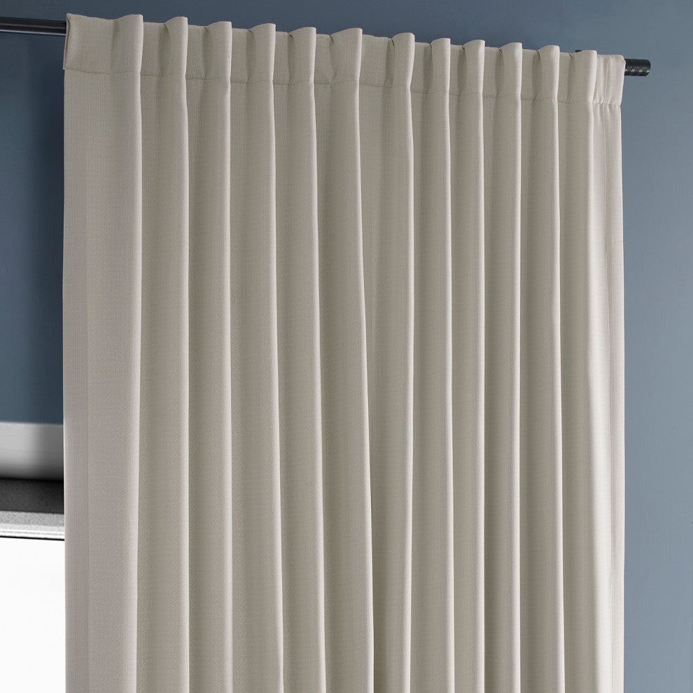 Faux Linen Extra Wide Room Darkening Curtain Single Panel, Birch, 100"x108"
