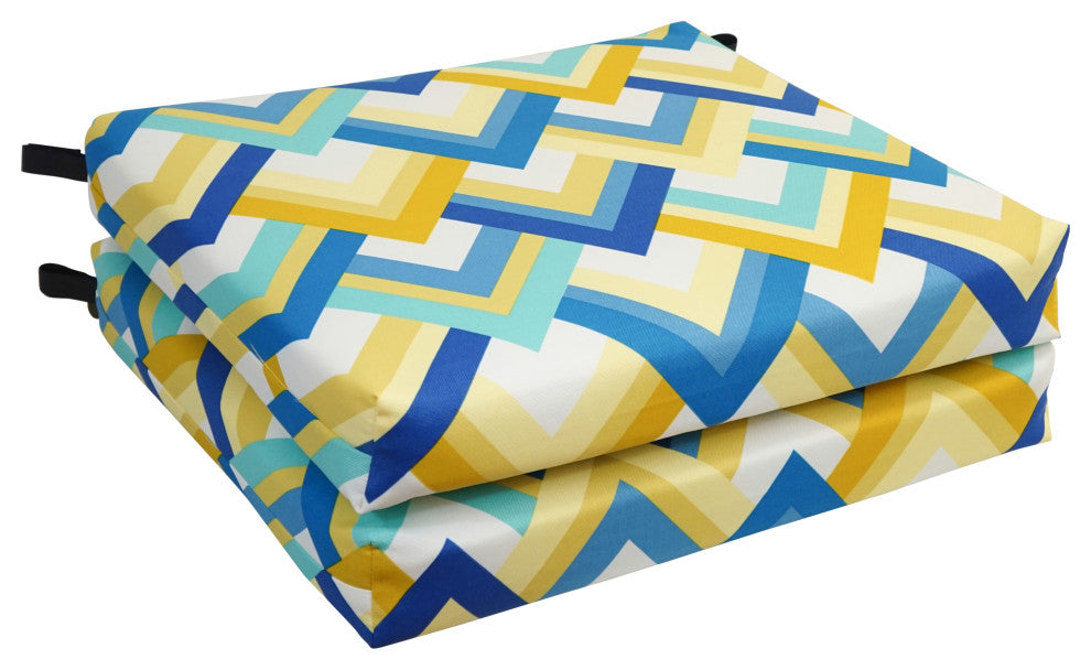 20"X19" Patterned Outdoor Chair Cushions, Set of 2, Resort Cornsilk