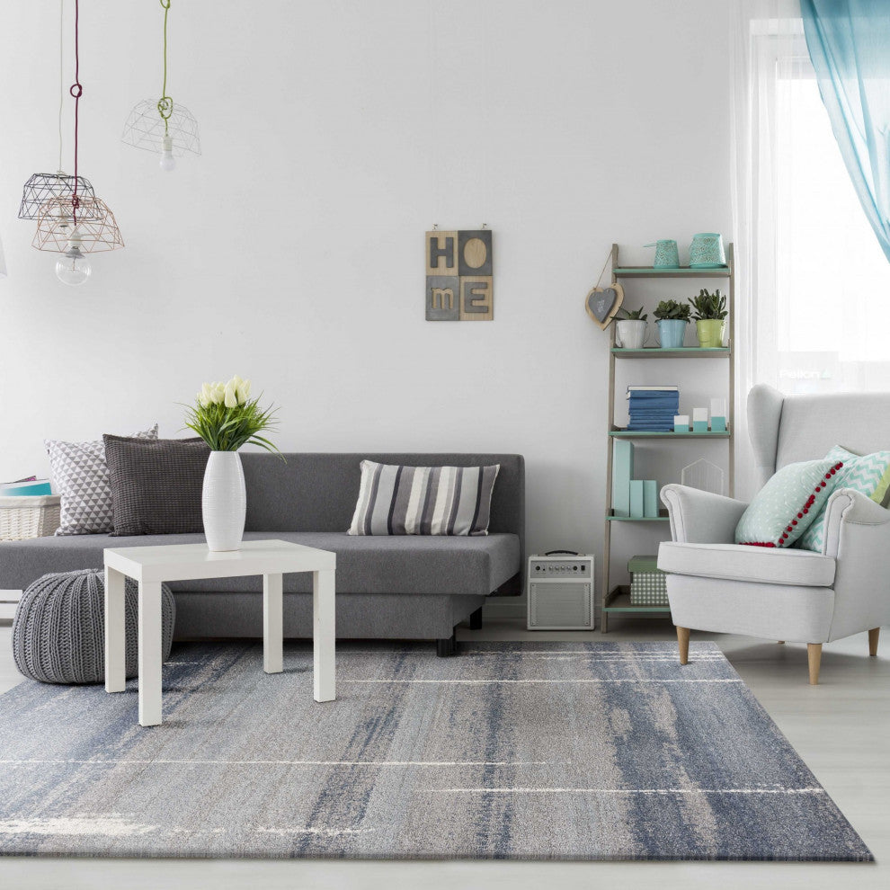 HomeRoots 7 x 10 Polypropylene Blue Area Rug