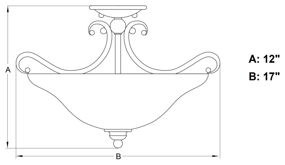 Monrovia 17" Semi-Flush Mount Ceiling Light, Oil Rubbed Bronze