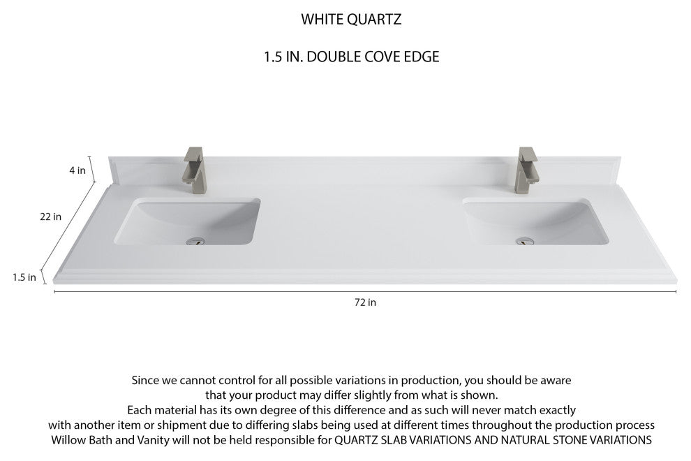 Malibu Mango 72 Double Sink Bath Vanity in Natural 1.5" White Quartz