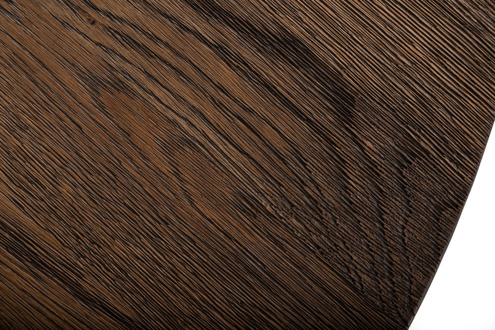 Modrest Renzo Modern Round Oak and Concrete Dining Table