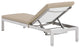 Lounge Chair Chaise, Aluminum, Metal, Silver Beige, Modern, Outdoor Patio Cafe