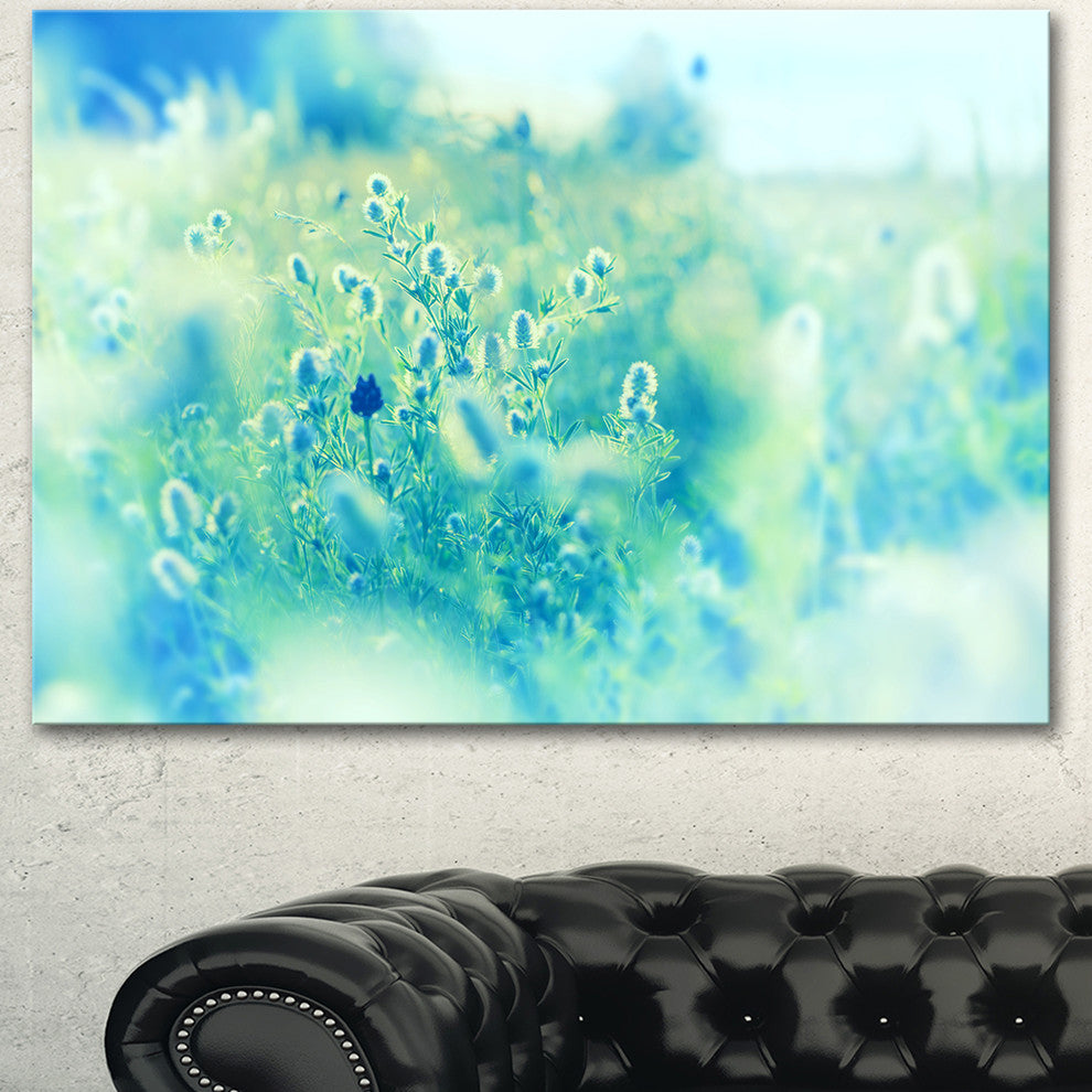 Light Blue Mountain Plain Flowers, Floral Canvas Art Print, 40"x30"