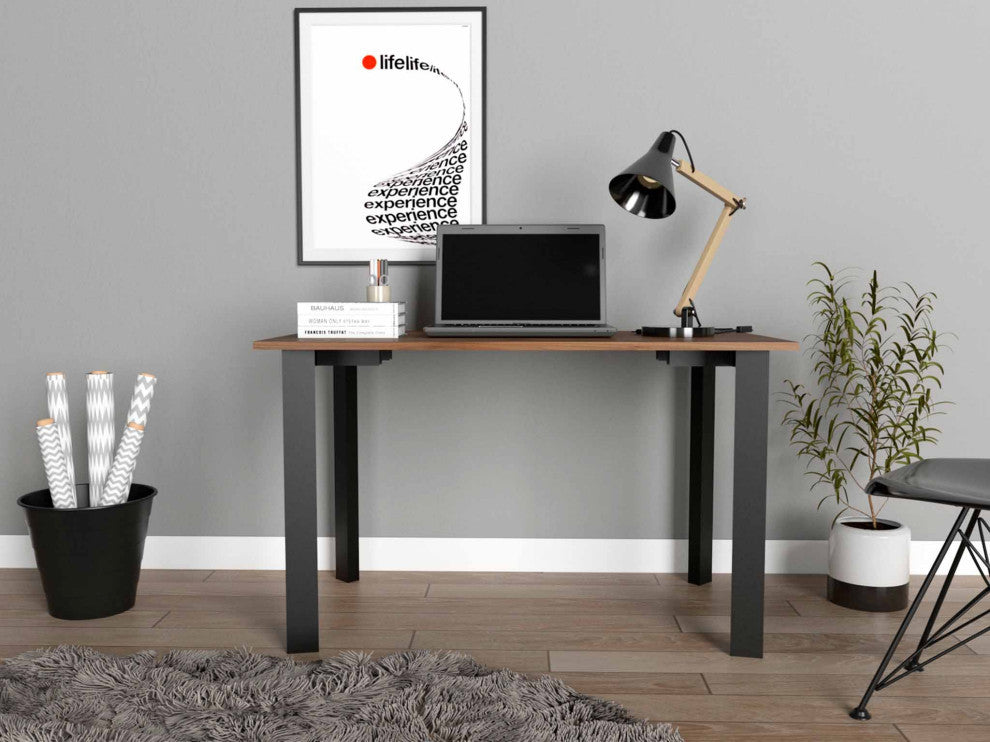 Marrakech Desk, 4 Steel Legs, Mahogany Color, Modern Desing