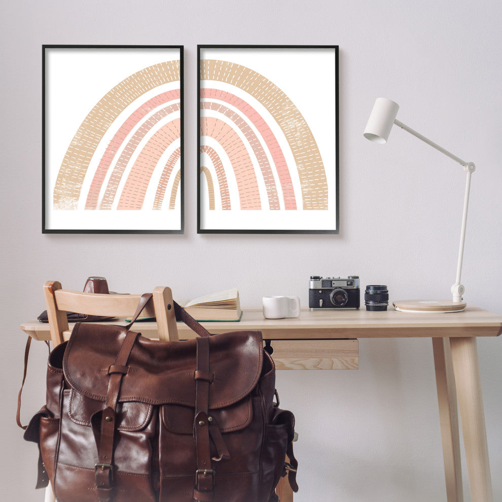 Abstract Pink Neutral Kid's Rainbow Arches Striped Patterns,24 x 30