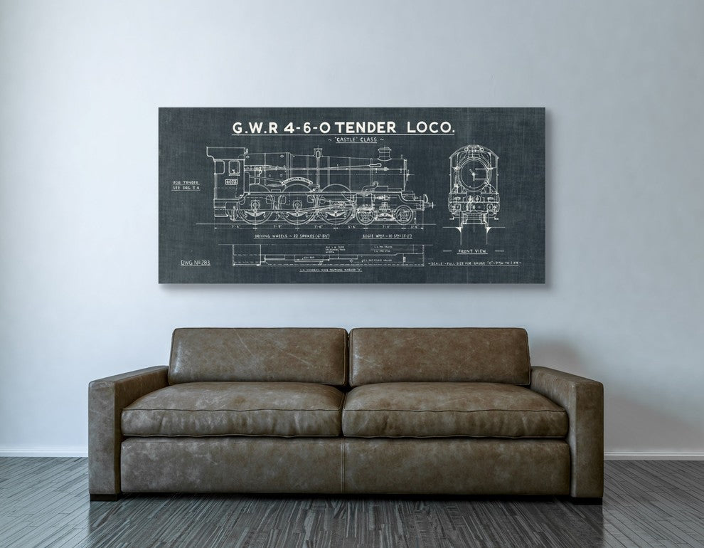 Epic Graffiti "Train Blueprint III" Giclee Canvas Wall Art, 30"x60"