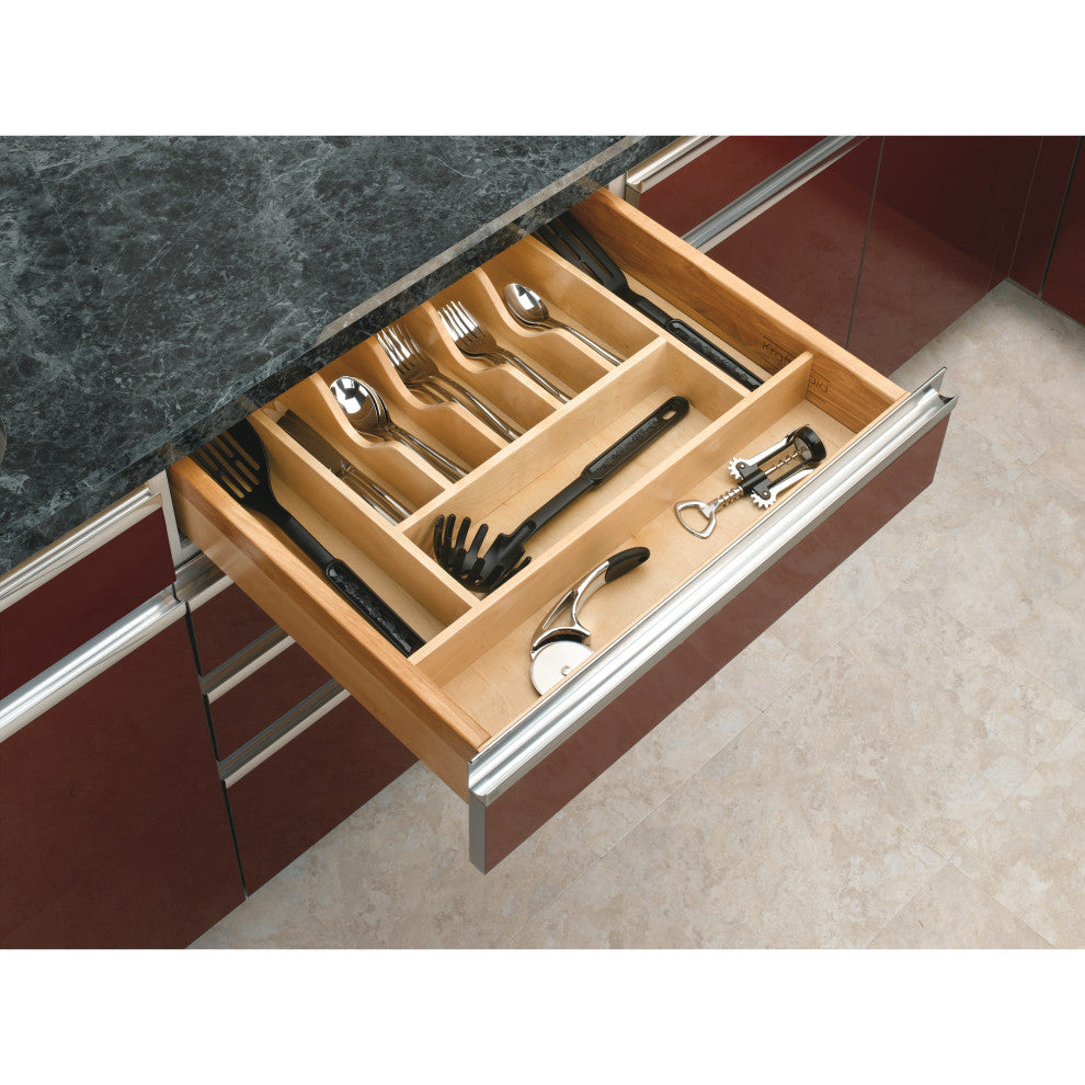 Wood Trim To Fit Shallow Cutlery Drawer Insert Organizer, 20.63", 2.38"H