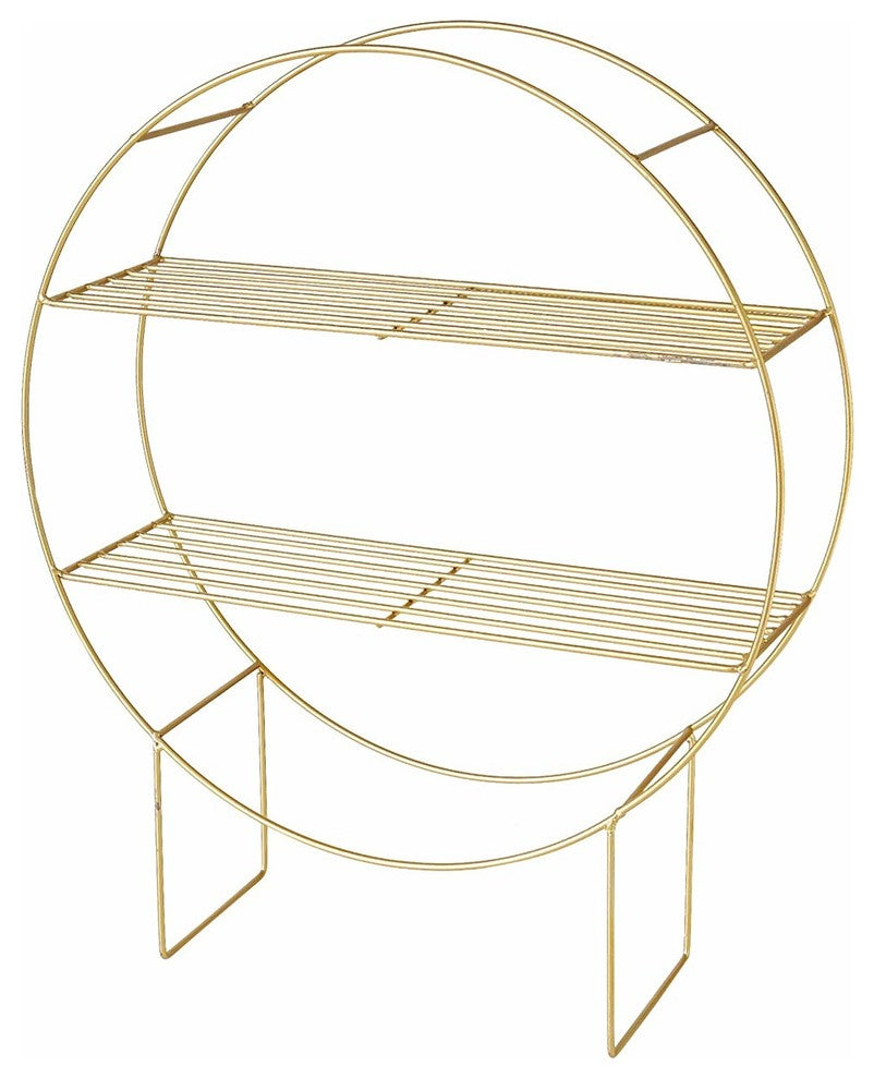 Golden Glam 2 Shelf Ring Floor Rack