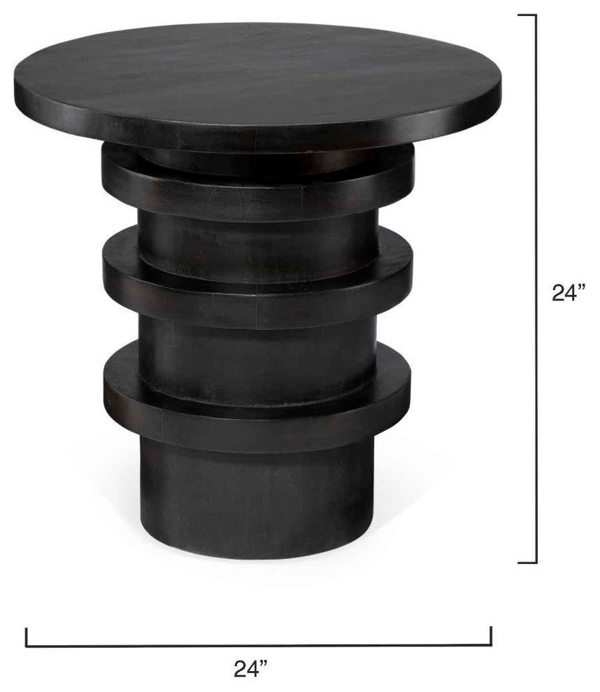Revolve Wood Side Table, Charcoal