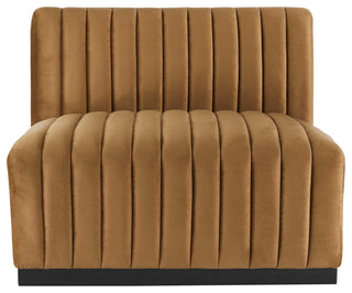 Conjure Channel Tufted Performance Velvet 5-Piece Sectional, Black Cognac