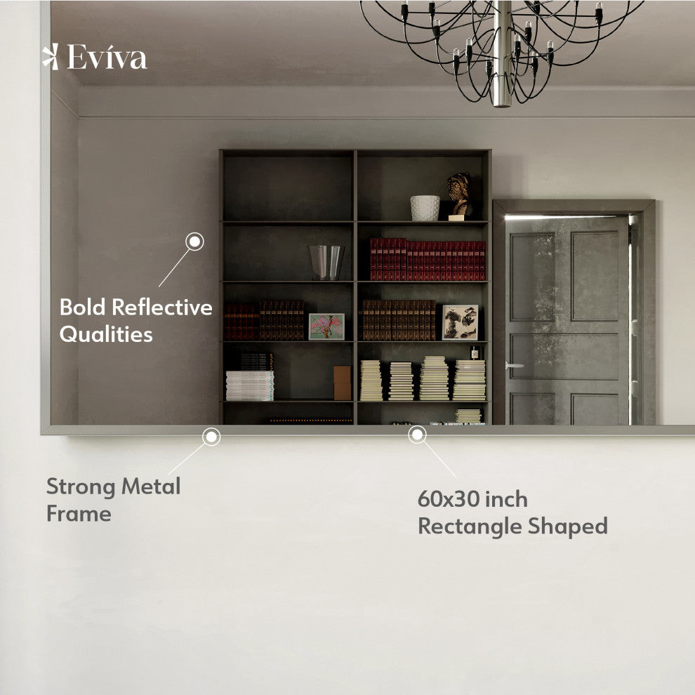 Eviva Sax Rectangular Metal Framed Mirror, 60"