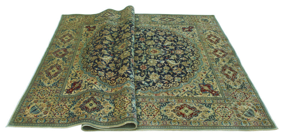 Super Vintage Distressed Saeweard Navy/Beige Rug, 6'8 x 9'9