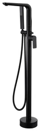 Wellfor Freestanding Faucet, Swivel Spout and Handheld Shower, 2 Handles, Matte Black