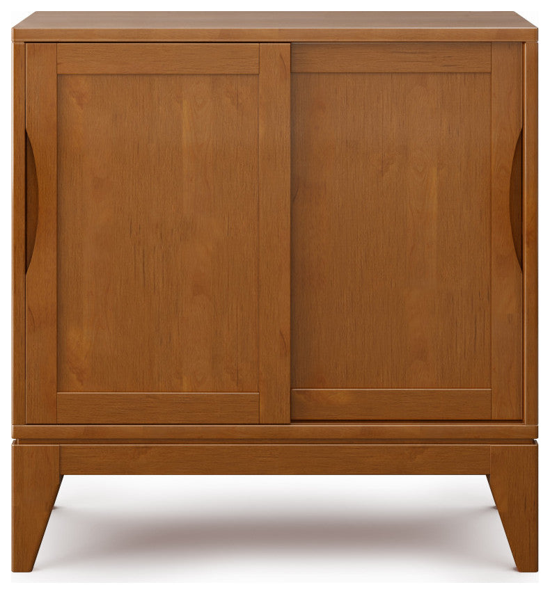 Harper Solid Hardwood Low Storage Cabinet, Teak Brown