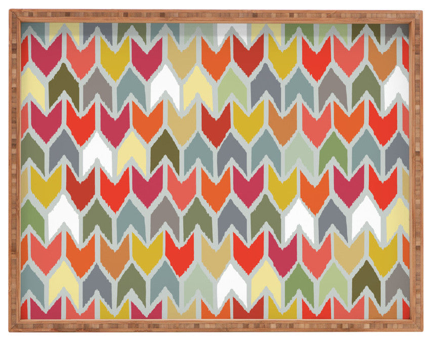 Deny Designs Sharon Turner Beach House Ikat Chevron Rectangular Tray