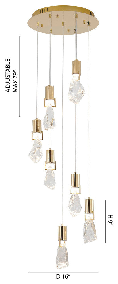 Bethel International MAT08C16G 7-Light Chandelier, Brushed Gold