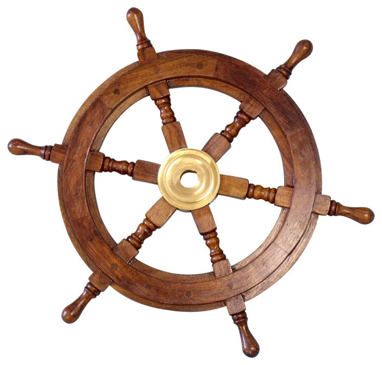 Decorative, Wooden Ship Wheel, Antique, 15"