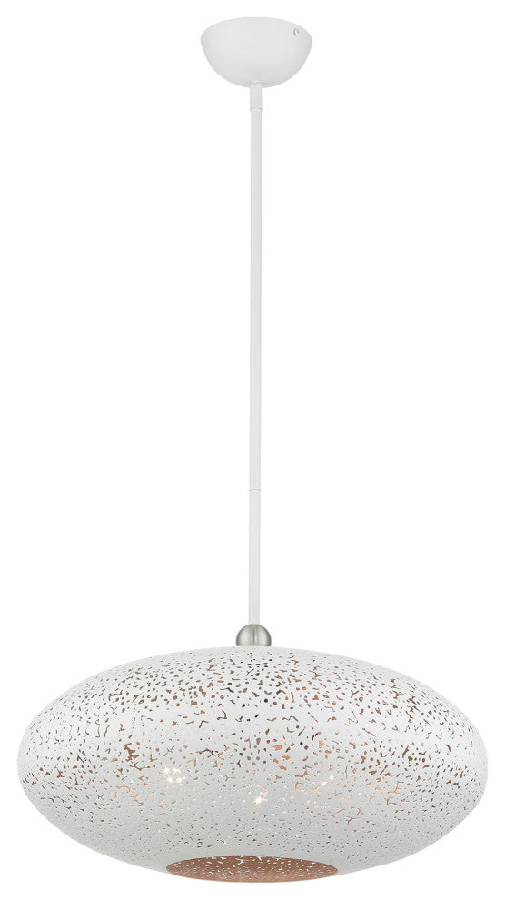 Livex Lighting Charlton 3 Light White With Brushed Nickel Accents Large Pendant
