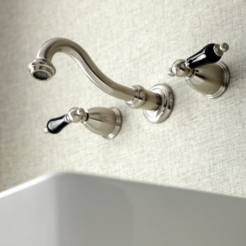 Kingston Brass KS3128PKL Two-Handle Wall Mount Bathroom Faucet, Brushed Nickel