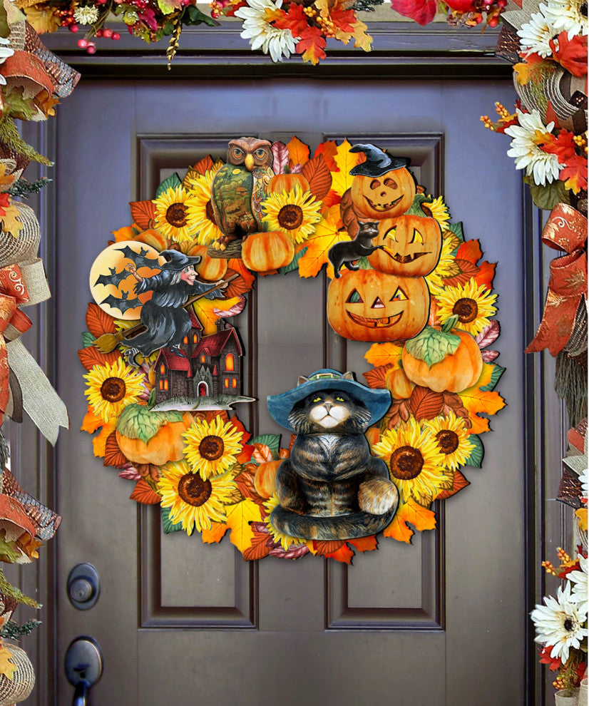Halloween Wreath Wood Door Hanger