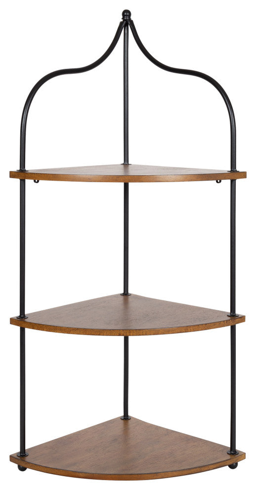 Walters Corner Shelf, Rustic Brown/Black, 17"x12"x35"