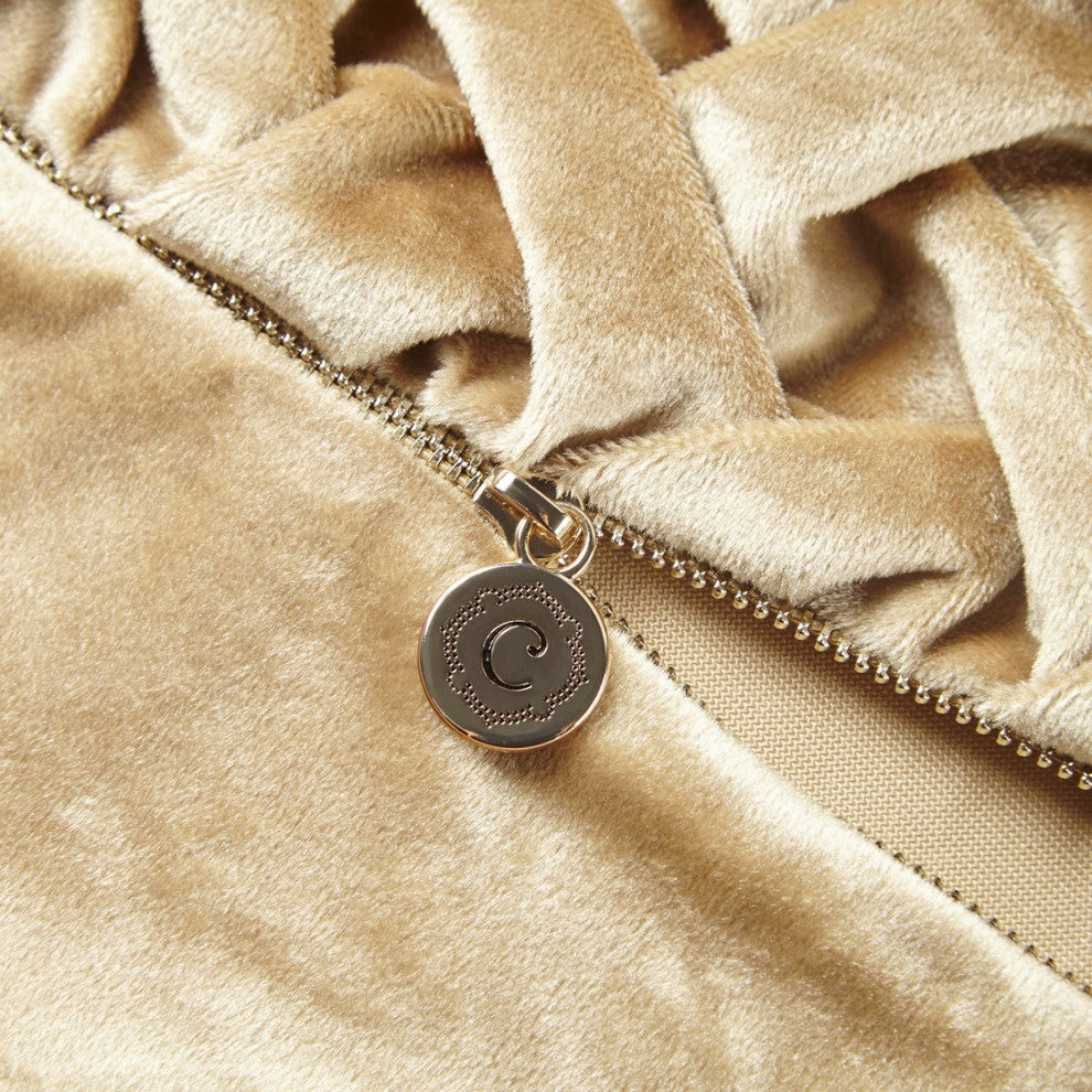 Croscill Winchester Ruched Velvet Sqaure Pillow 20x20, Gold