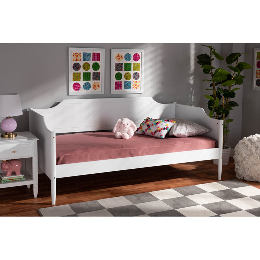 Alya Classic Traditional Farmhouse White Finished Wood Twin Size Daybed