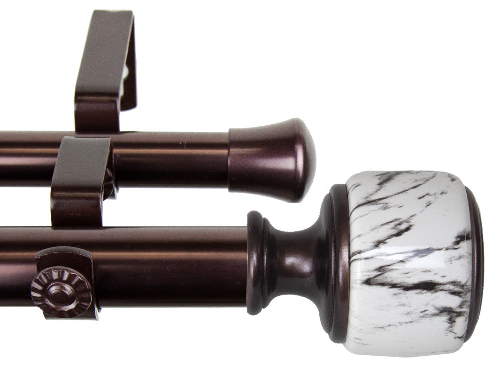 Kaylee 1" Diameter Double Curtain Rod, Bronze, 120-170"