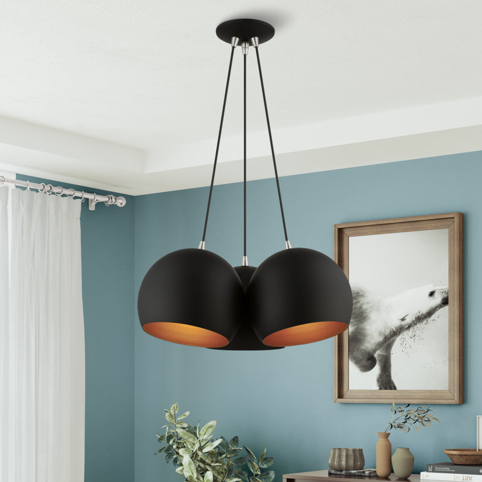 Livex Lighting 3 Light Black Globe Pendant